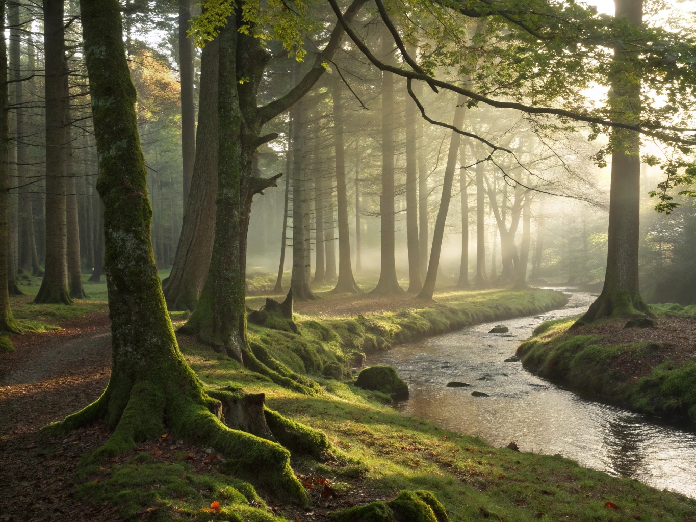 Serene boslandschap voor ontspanning en detox